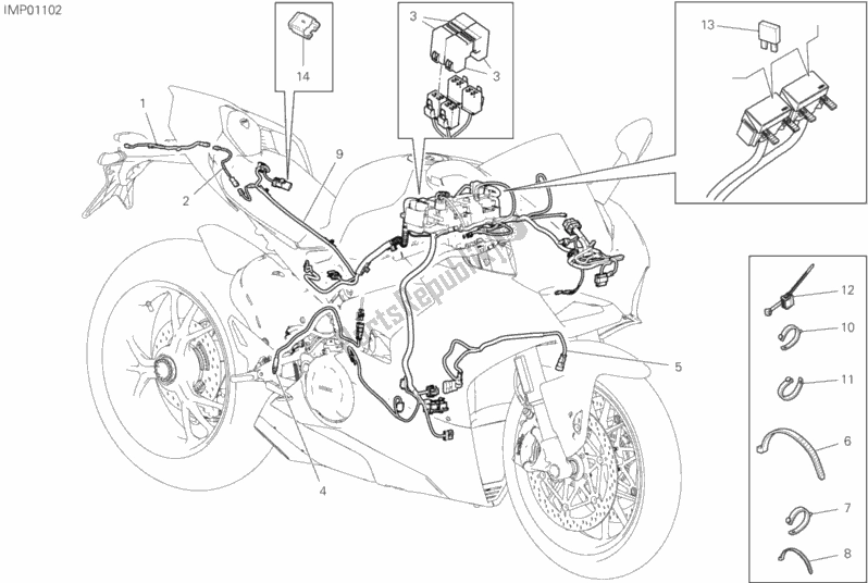 Alle onderdelen voor de Voertuig Elektrisch Systeem van de Ducati Superbike Panigale V4 S USA 1100 2019